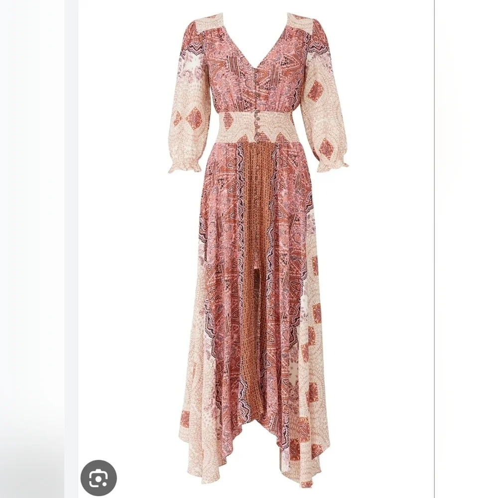 Free People High Low Dress in Pink and Cream